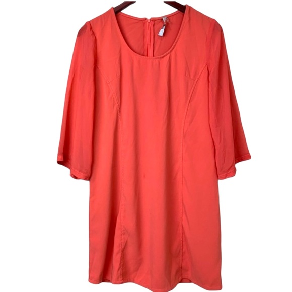 LF Miilla Orange Crepe Dress with Sheer Bell Sleeves - Picture 3 of 7